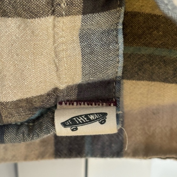 VANS Off The Wall Shirt Large  Flannel Plaid Button Up Black Short Sleeve 2013 - Picture 5 of 5